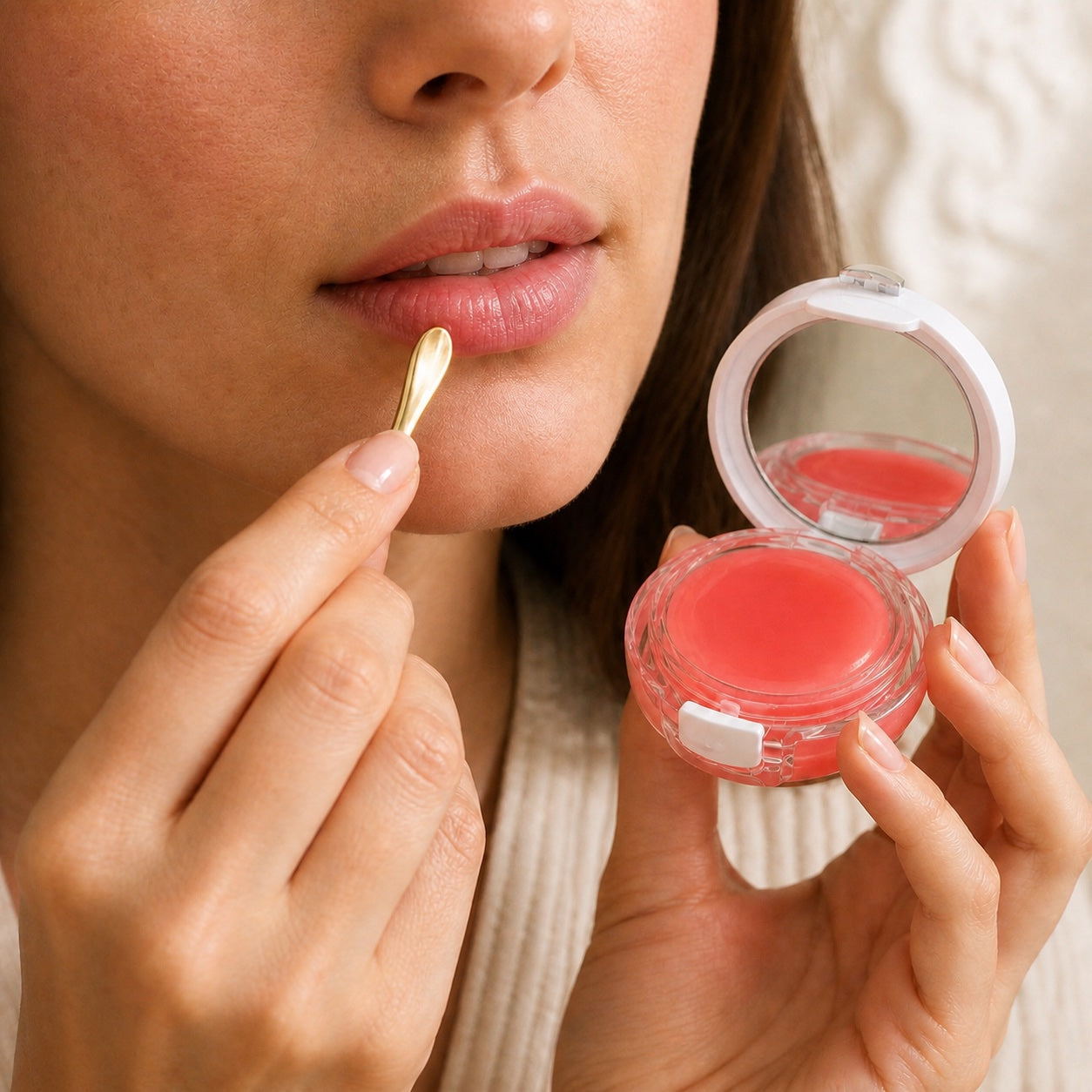 Uso de la mascarilla hidratante de labios