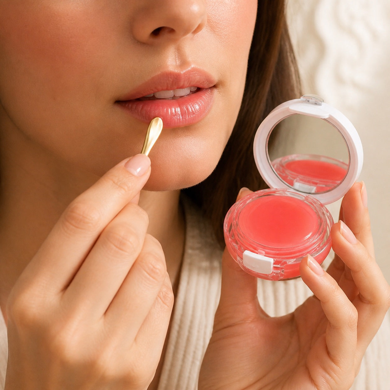 Detalle del ritual nocturno para labios